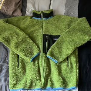 Patagonia green fuzzy jacket
